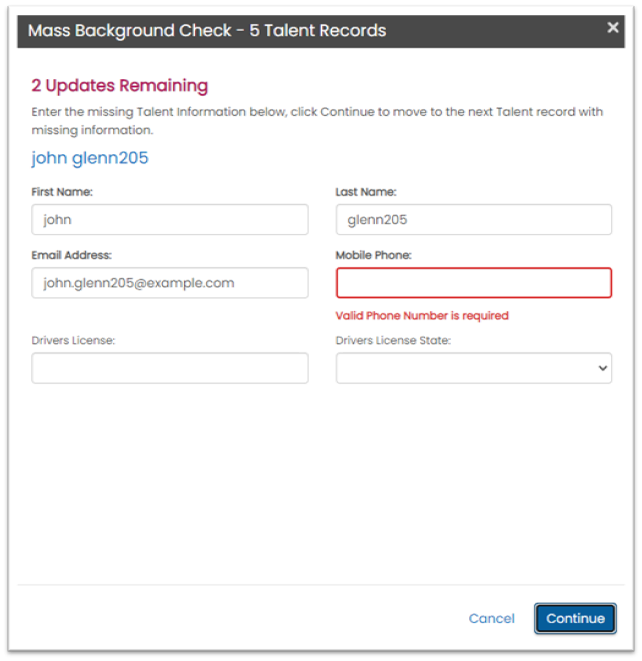 Mass order data validation — records needing update