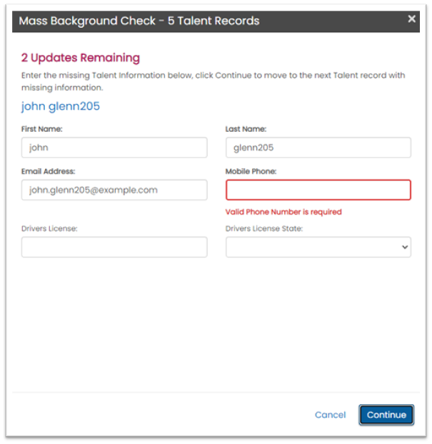 Mass order data validation — records needing update (Staffing Company Consent)