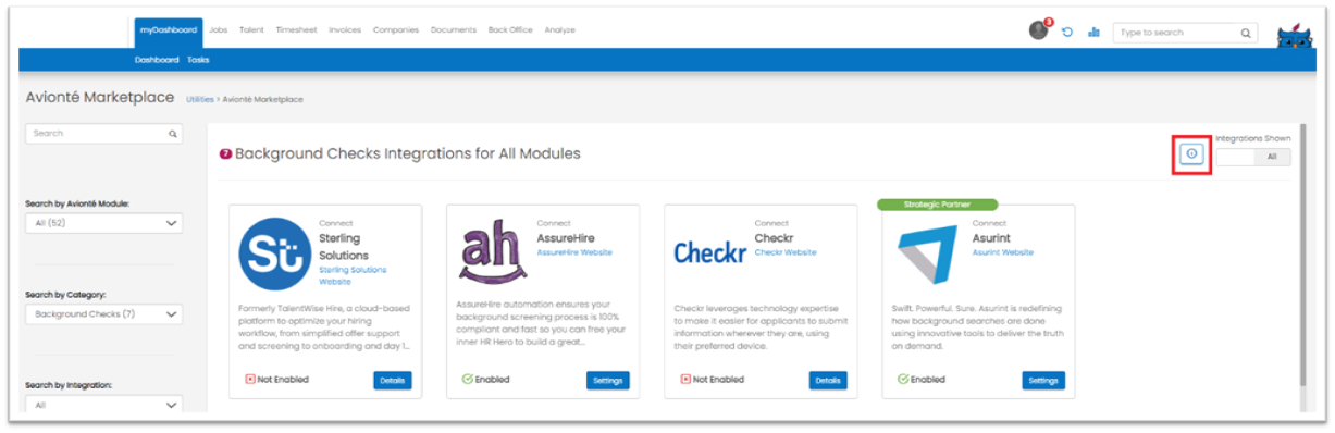 Marketplace Audit screen