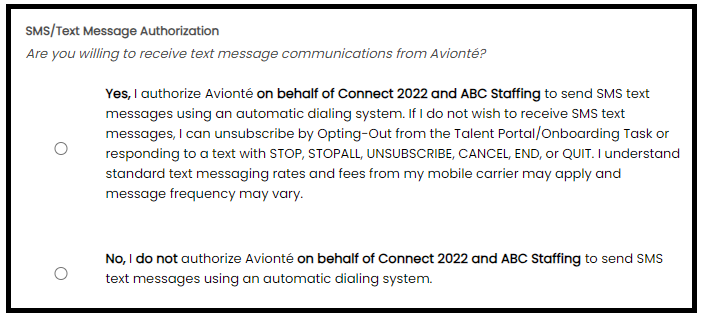 Set Up and Use Text Message Consent – Avionte Bold
