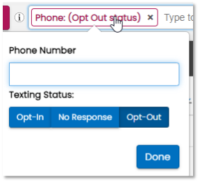 Talent Search filtered by texting consent status