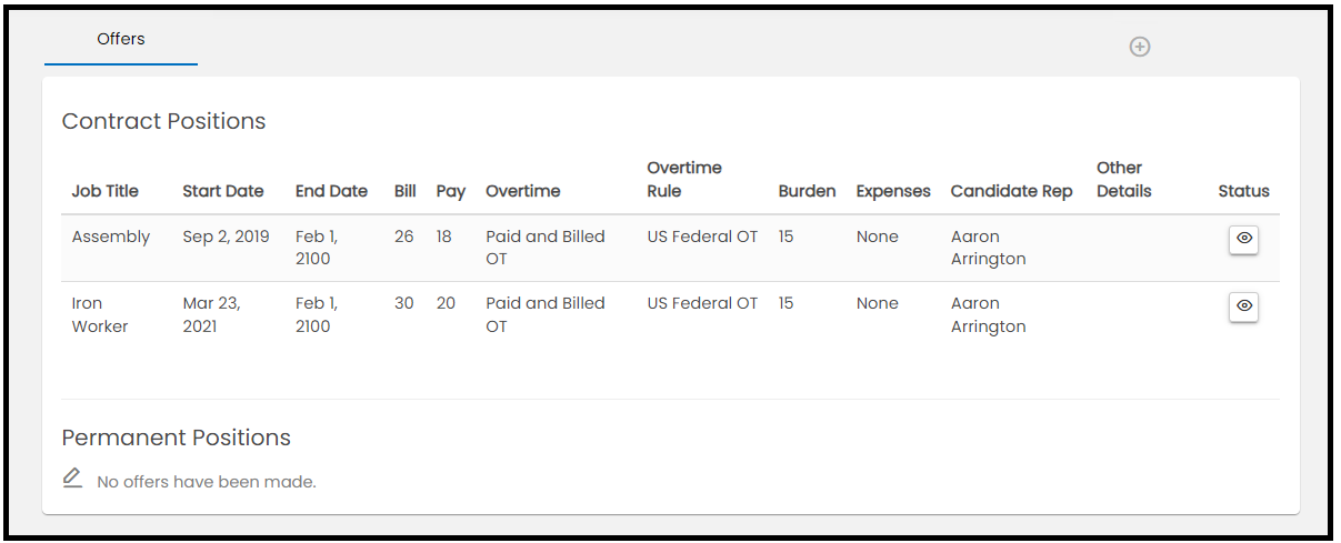 Offers tab