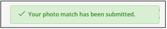 Photo Match confirmation message