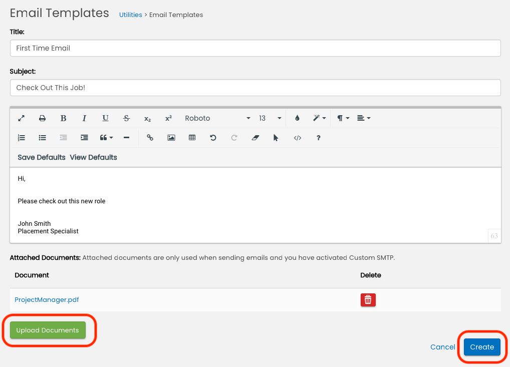 Add Attachments to Email Templates Avionte Bold