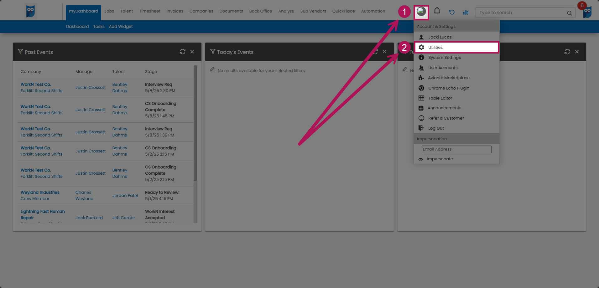 Bold - myDashboard - Account and Settings Menu - Utilities