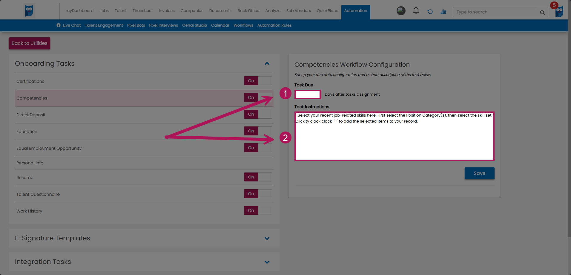 Bold - Talent Onboarding Tasks - On and Off Toggle