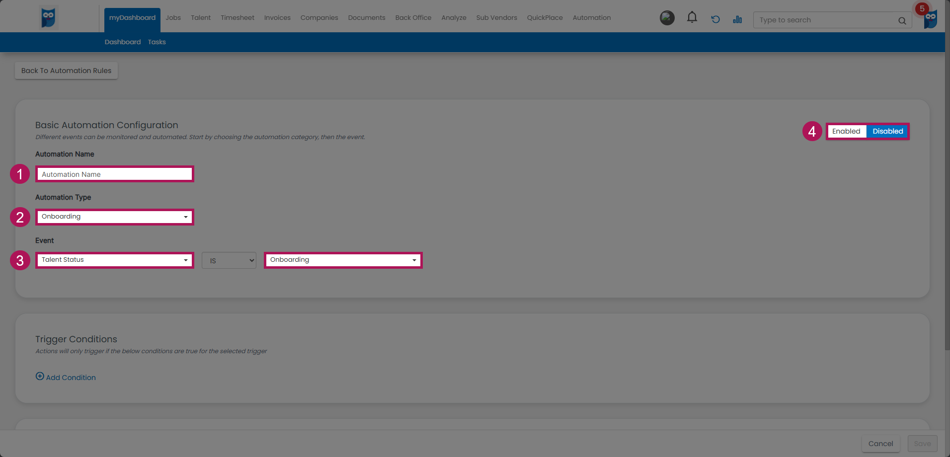 Bold - Automation Rules - Basic Auto Config Section