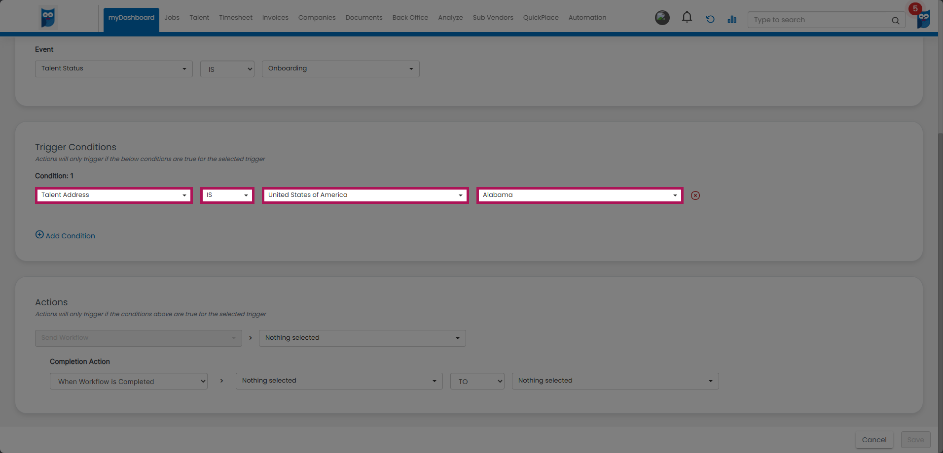 Bold - Automation Rules - Conditions Filled