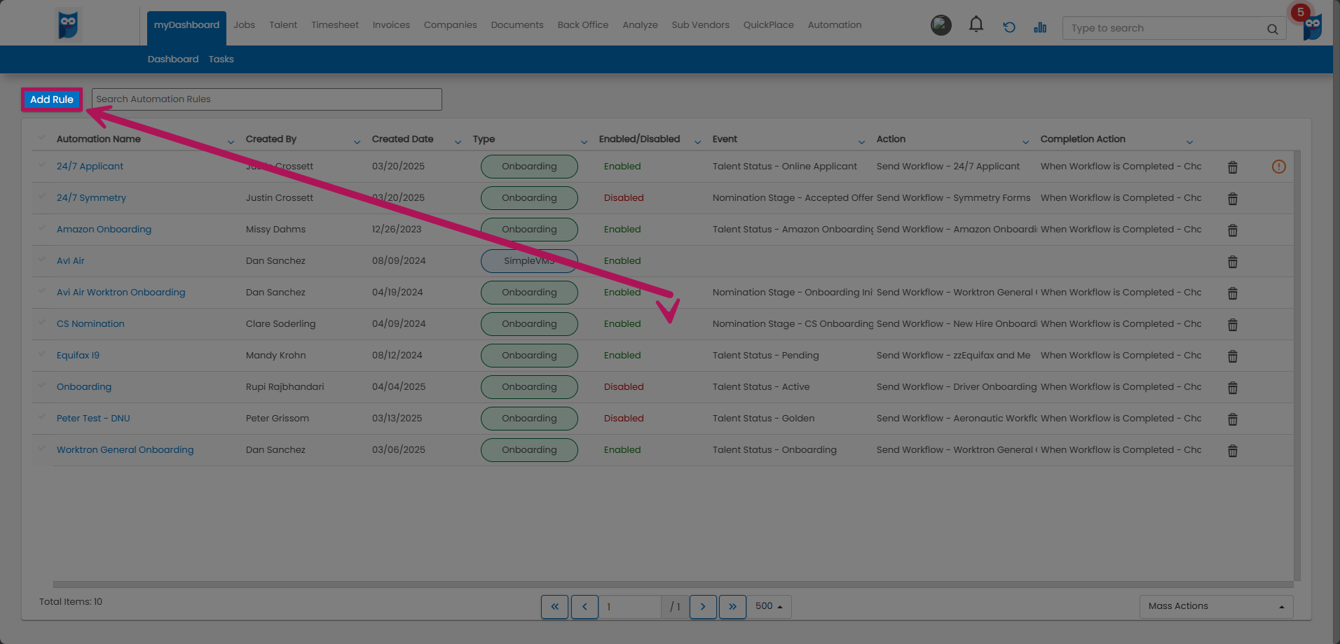 Bold - Automation Rules - Add Rule Button
