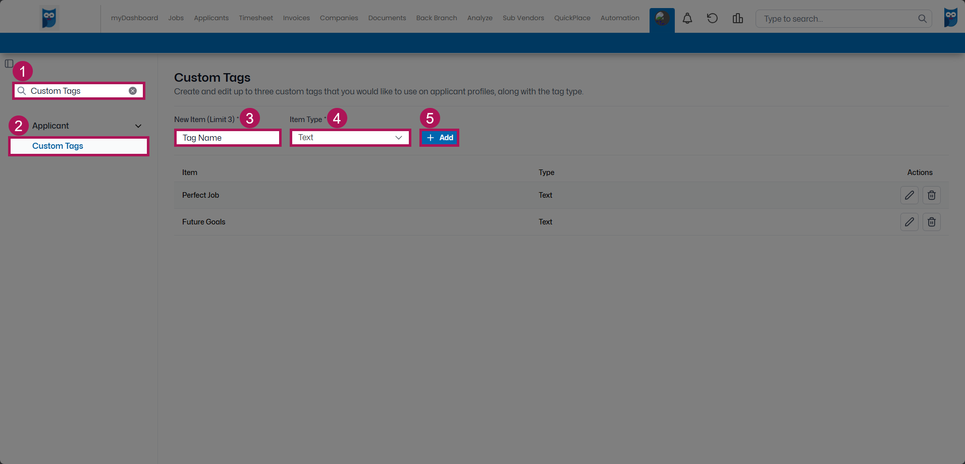 Bold - Table Editor - Applicant - Applicant Activities & Tasks - Search - Custom Tags - New Item Field Filed & Item Type Selected.png