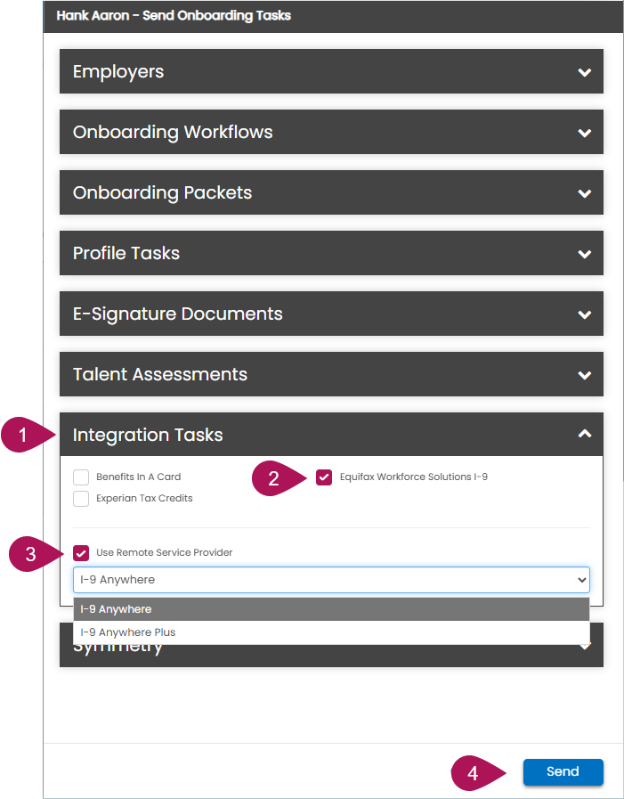 Send Onboarding Task - Existing User