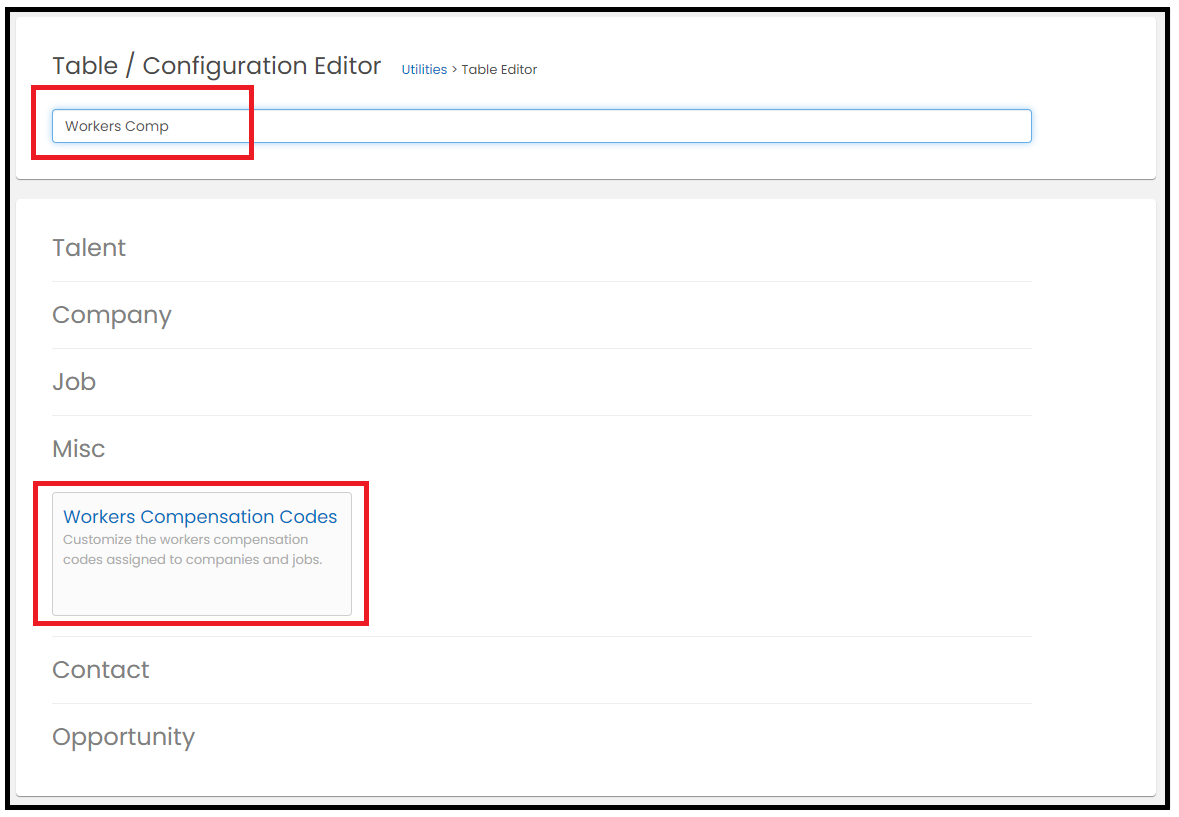 Create new Worker Comp Codes Avionte Bold