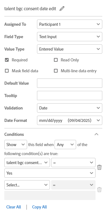 Conditions configuration example