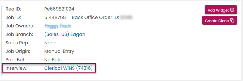 Associated interview in Job Details