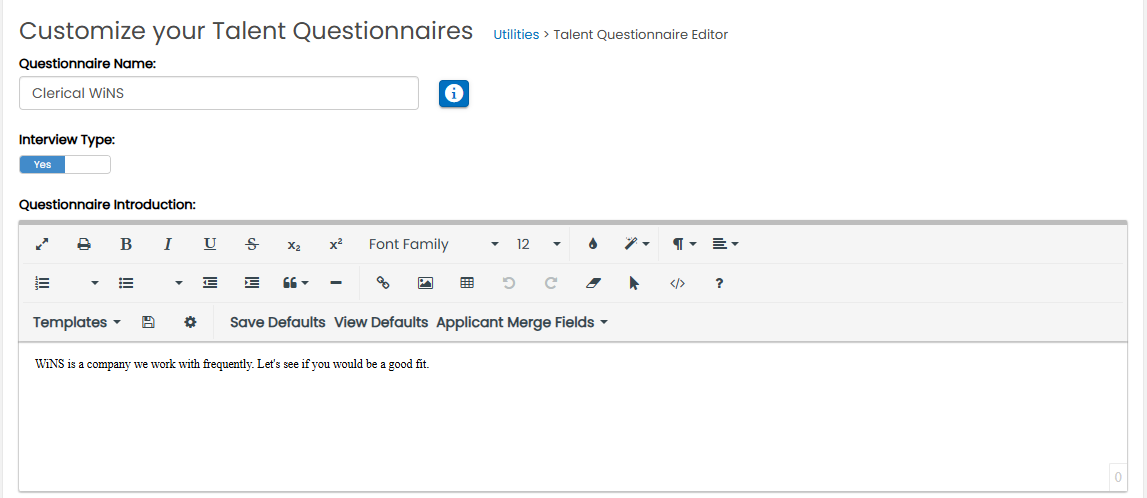 Interview Type slider
