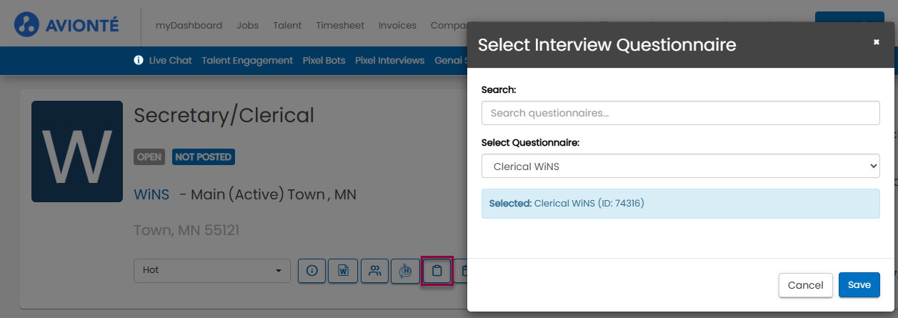 Associate Interview Questionnaire button