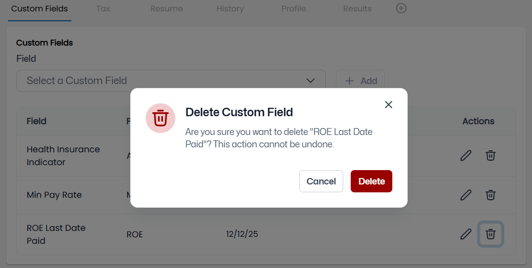 Delete confirmation prompt