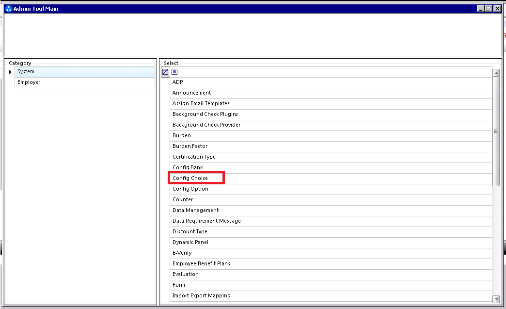 Config Choice option