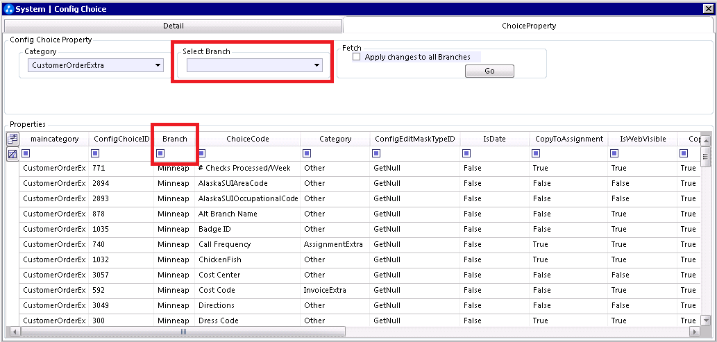 Branch selection