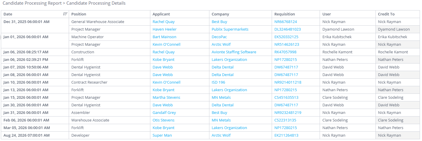 Detail Section with Candidate Transactions