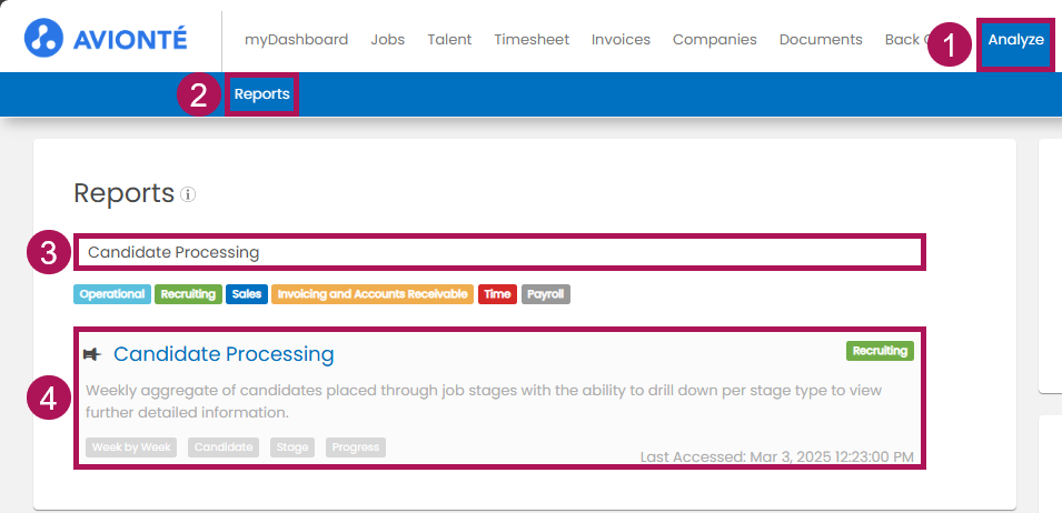 Accessing Candidate Processing Report