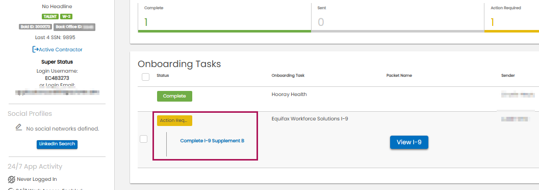 Complete I-9 Supplement B status link