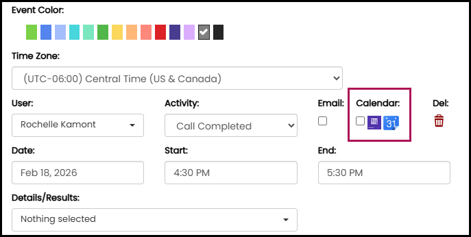 Add task invite via calendar