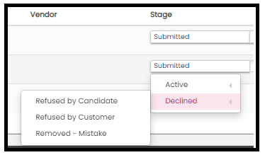 Declined stage flyout window
